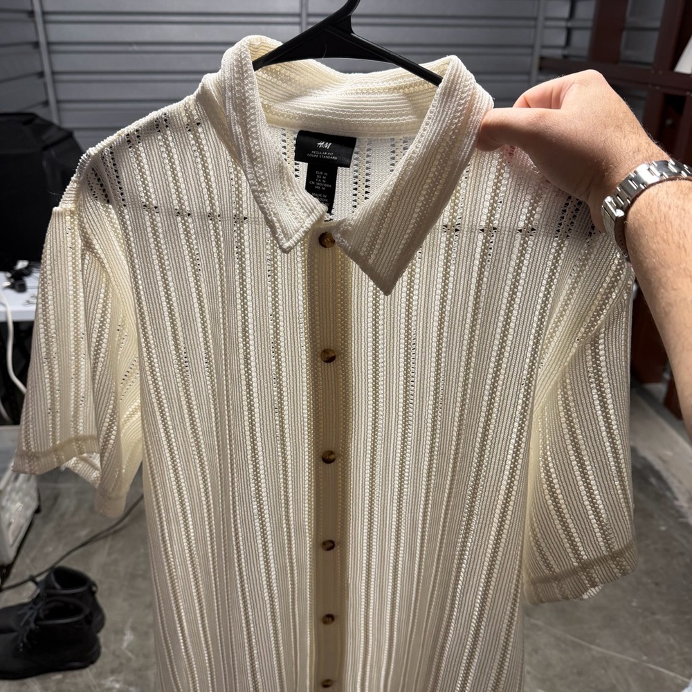 H&M Men's Cream Button Down Shirt